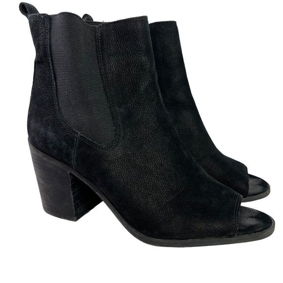 Lucky Brand Womens Kassidy Open Toe Block Heel Ankle Boots Booties Leather 7.5 - Picture 1 of 16